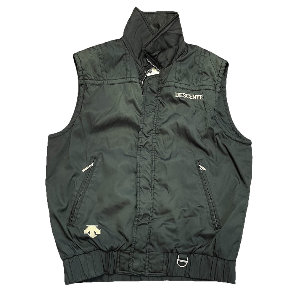 Descente Vintage Ski Vest Mens LG Black Full Zip Retro‎ Insulated Puffer 90s Y2K